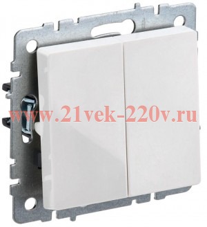 Переключатель 2-клавишный ИЭК BRITE 10А белый (ВС10-2-6-БрБ) BR-V22-0-10-K01