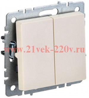 Переключатель 2-клавишный ИЭК BRITE 10А бежевый (ВС10-2-6-БрКр) BR-V22-0-10-K10