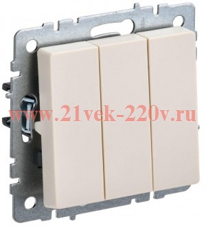 Выключатель 3-клавишный ИЭК BRITE 10А бежевый (ВС10-3-0-БрКр) BR-V30-0-10-K10