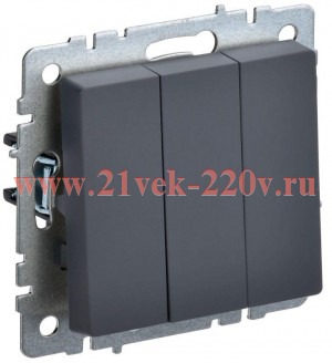 Выключатель 3-клавишный ИЭК BRITE 10А графит (ВС10-3-0-БрГ) BR-V30-0-10-K53