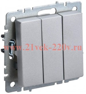 Выключатель 3-клавишный ИЭК BRITE 10А алюминий (ВС10-3-0-БрА) BR-V30-0-10-K47