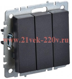 Выключатель 3-клавишный ИЭК BRITE 10А черный (ВС10-3-0-БрЧ) BR-V30-0-10-K02