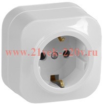 Розетка 1-ая с заземлением открытой установки 16А РС20-3-ХБ GLORY IEK белый ERH11-K01-16