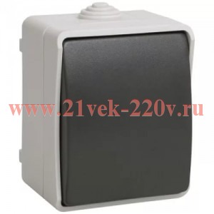 Переключатель одноклавишный для открытой установки ИЭК ФОРС ВС20-1-0-ФСр IP54 серый EVS10-K03-10-54-DC