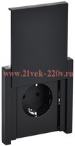 Розетка с заземлением ИЭК FORTE&PIANO FP121 16А шторки крышка винтовой зажим IP44 черный FP-R16-16-44-K02