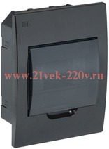 Щиток ЩРВ-П-6 на 6 модулей встраиваемый пластиковый черный с прозрачной дверкой IP41 ИЭК