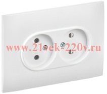 Розетка 2-м SKANDY 10А без заземл. без защ. шторок для плоской вилки SK-R03W арктич. бел. IEK SK-R20