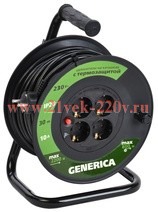 Катушка УК30 с т/з 4 места 2P+PE/30м 3х1,0мм2 GENERICA