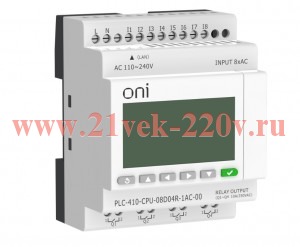 Модуль ЦПУ ПЛК 410 8 DI 4 RO 220В AC с Ethernet портом с экраном ONI PLC-410-CPU-08D04R-1AC-00
