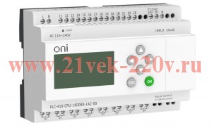 Модуль ЦПУ ПЛК 410 14 DI 8 RO 220В AC с Ethernet портом с экраном ONI PLC-410-CPU-14D08R-1AC-00