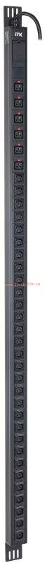 ITK PDU верт. 42U 1ф 32А 30 роз. C13 6 C19 каб. 3м IEC60309