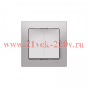 Выключатель 2-кл. AtlasDesign (сх. 5) 10AX быстрозажим. клем. в сборе алюм. SE ATN000352S