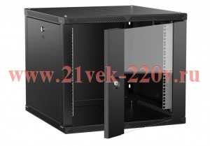 Шкаф LINEA W 9U 600х600мм дверь стекл. черн. 2.0 ITK LWR5-09U66-GF-2