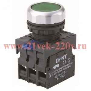 Кнопка управления NP8-10BND 1НО зел. AC/DC 24В(LED) IP65 (R) CHINT 667240