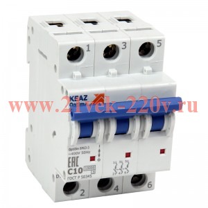 Выключатель автоматический модульный OptiDin BM63-3B40-10-ОМ4 РЕГ КЭАЗ 408257