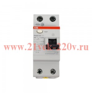 УЗО ABB FH202 AC-25/0,03 2-х полюсное тип AC 25A 30mA 2 модуля 2CSF202002R1250