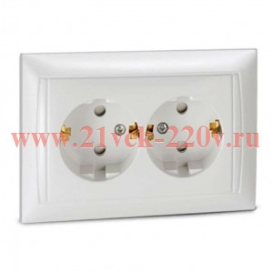 Розетка 2-м VALENZO защ. шторки с заземл. 6128x бел. ASD / IN HOME 4690612006406