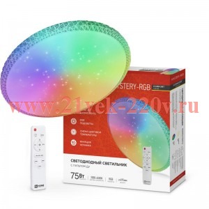 Светильник светодиодный COMFORT MYSTERY-RGB 75Вт 230В 3000-6500К 6000лм 495х85мм с пультом ДУ IN HOM