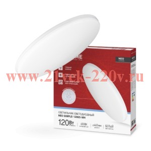 Светильник светодиодный NEO SIMPLE-12065-WH 120Вт 6500К 9600лм 230В 460х70мм бел. IN HOME 4690612061