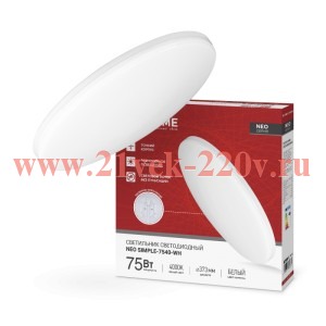 Светильник светодиодный NEO SIMPLE-7540-WH 75Вт 4000К 6000лм 230В 370х60мм бел. IN HOME 469061206253