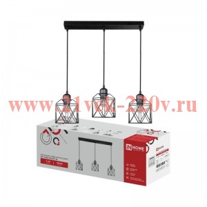 Светильник подвесной LOFT ATIKO-PN-3E27L-BL 3хE27 подвес 1м под лампу линейная база черн. IN HOME 46