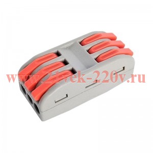 Клемма проходная КП 222-2413 с рычагами 3 полюса 0.08-2.5/4мм2 (уп.10шт) IN HOME 4690612067421
