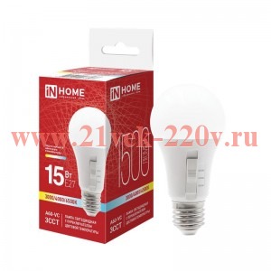 Лампа светодиодная LED-A60-VC 15Вт 3ССТ 3000/4000/6500К E27 1500лм 230В с переключателем на лампе IN
