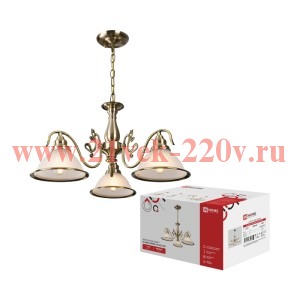 Люстра под лампу CLASSIC GRAND-CN-3E27-BR 3хE27 бел. плафон медн. корпус IN HOME 4690612068299