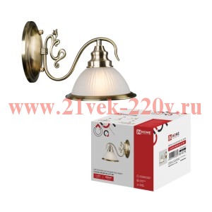 Светильник CLASSIC GRAND-WL-E27-BR E27 настен. под лампу бел. плафон медн. корпус IN HOME 4690612068