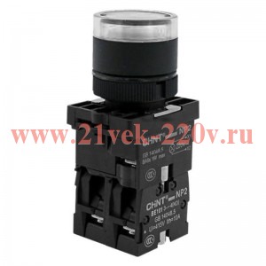 Кнопка управления NP2-EW3165 1НО+1НЗ AC/DC230В(LED) IP40 (R) бел. CHINT 575305