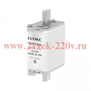 Предохранитель YON ножевого типа FG00 50А 400В хар-ка aR DKC 1FG00-0050-400V-AR