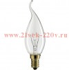 Лампа накаливания DECOR С35 FLAME CL 60W E14 (230V) FOTON_LIGHTING (S108) - лампа свеча на ветру