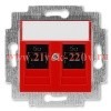 Розетка информационная ABB Levit двойная 2хRJ45 категория 5e красный (5014H-A51018 65W)