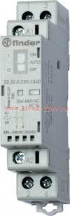 Контактор модульный 2NO 25А AgSnO2 230В AC/DC 17.5мм IP20 опции: мех.индикатор + LED специальная вер