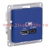 Розетка USB AtlasDesign тип A+C 45Вт высокоскор .заряд. QC PD механизм аквамарин SE ATN001129