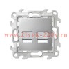 Розетка компьютерная 2хRJ45 кат 5е UTP Simon 24 Harmonie, алюминий