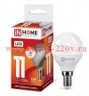 Лампа светодиодная LED-ШАР-VC 11Вт 230В E14 6500К 990лм IN HOME 4690612024929