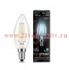Лампа светодиодная филаментная Gauss Black Filament 5Вт свеча 4100К E14