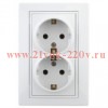 Intro 1А-208-01 Розетка 2X2P+E Schuko со шторками, 16А-250В, СУ, Al+Cu, Plano, белый (10/100/1200)