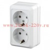 Intro 2Э-204-01 Розетка 2х2P+E Schuko, 16А-250В, ОУ, б.м.п., Quadro, Белый