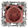 Розетка 2P+E 16A 250В со шторками и зарядкой 2xUSB 5В 3А Эра12, медь 12-4109-14