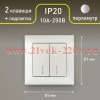 ЭРА Выключатель Intro Solo 4-105-06 двухклавишный с подсветкой, 10А-250В, IP20, СУ, перламутр
