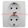 Розетка 2X2P+E Schuko со шторками 16A-250В IP20 Эра 12, белый 12-2104-01