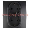 Розетка 2X2P+E Schuko со шторками 16A-250В IP20 Эра 12, антрацит 12-2104-05