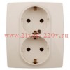 Розетка 2X2P+E Schuko со шторками 16A-250В IP20 Эра 12, слоновая кость 12-2104-02 (бежевый)