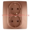 Розетка 2X2P+E Schuko со шторками 16A-250В IP20 Эра 12, медь 12-2104-14