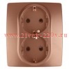 Розетка 2X2P+E Schuko со шторками 16A-250В IP20 Эра 12, медь 12-2104-14