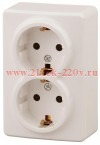 Розетка 2-м ОП Эра Эксперт 11-2206-02 16А IP20 16AX 250В 2х2P+E Schuko защ. шторки сл. кость Эра Б00