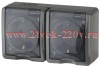 Розетка 2х2P+E IP54 16A-250В открытой установки Эра Эксперт, серый 11-2403-03