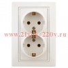 Розетка 2х2P+E Schuko 16А 250В IP20 Intro Plano, слоновая кость 1-205-02 (бежевый)